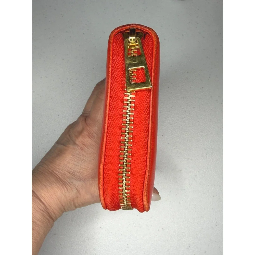 Loewe Anagram Continental Zip Wallet Red Leather Gold Hardware | Authenticated